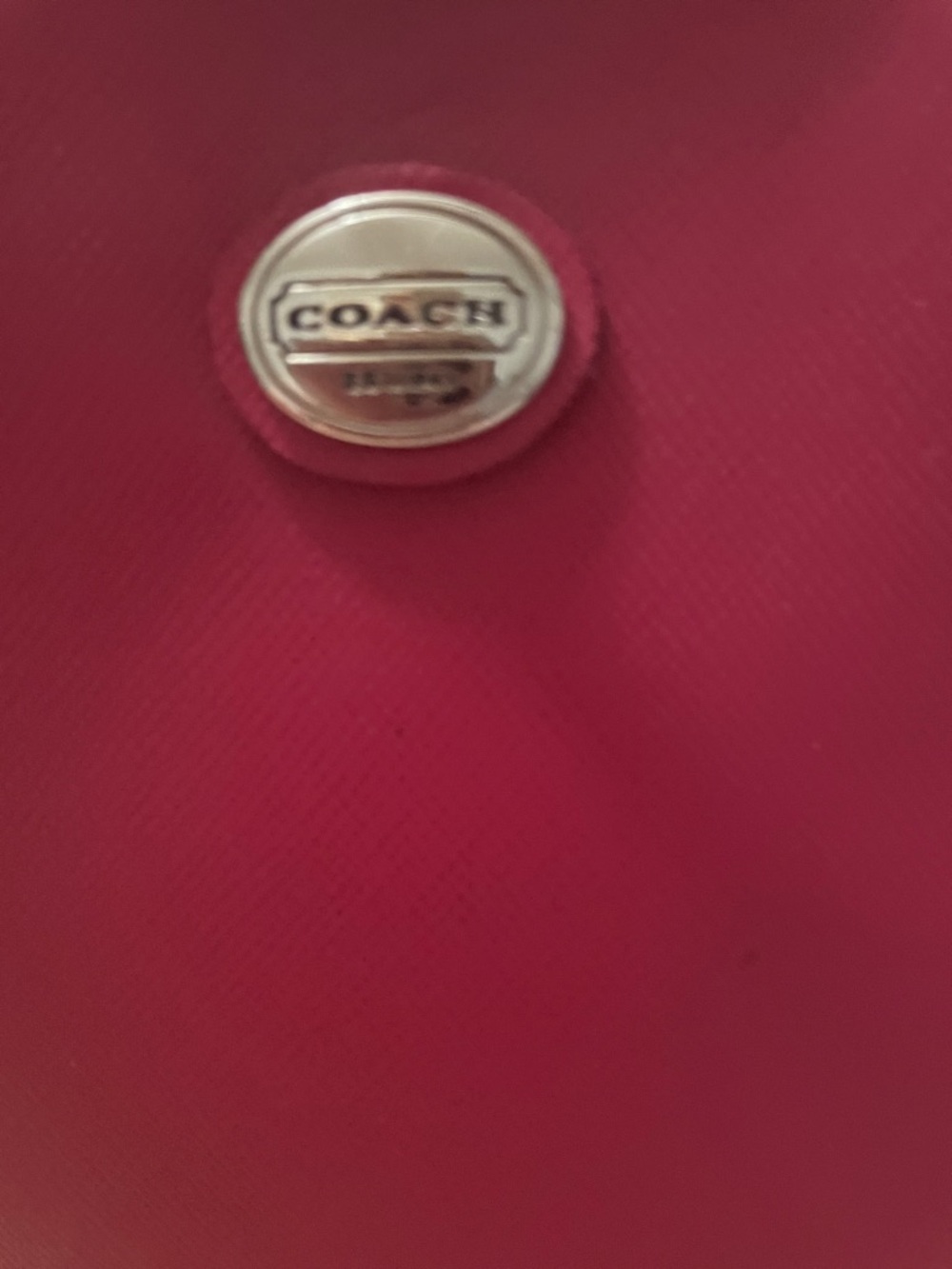 COACH Cherry Red Leather Tote with Signature Charm - Picture 2 of 16
